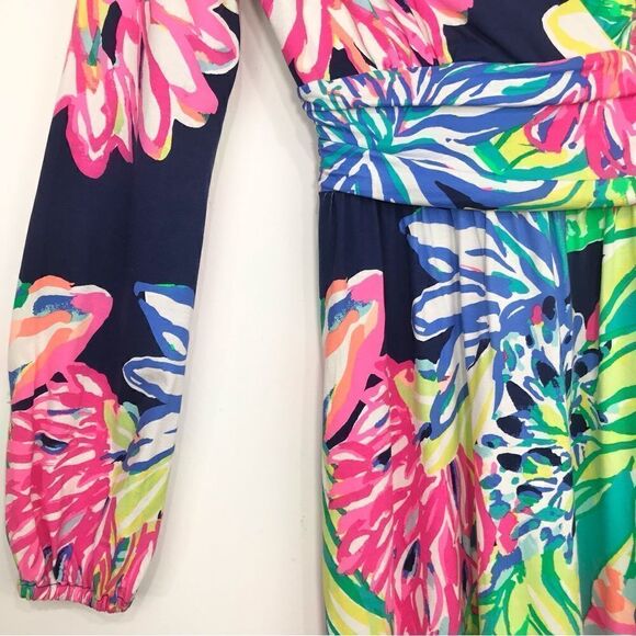 Lilly Pulitzer FLEUR Navy Colorful Resort Travelers Dress - Picture 12 of 15